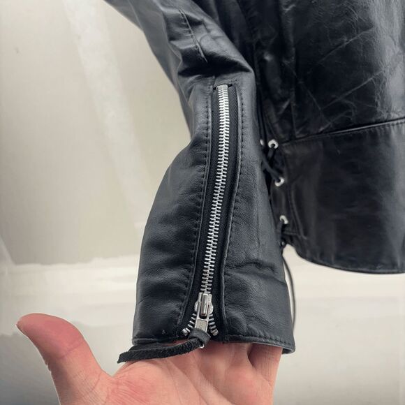 Vintage Harley Davidson Womens Medium Heavy Leather Motorcycle Riding Jacket 80s - Picture 13 of 14